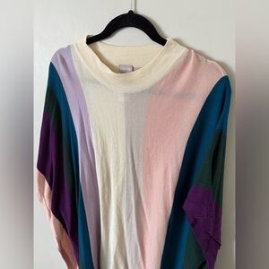 Chicos Women’s Colorful Vertical‎ Stripe Mock Neck Poncho/Sweater Size L-XL
